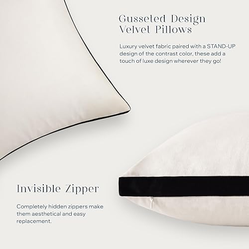 Miniatura 10 de Phantoscope Paquete de 2 fundas de almohada decorativas de terciopelo, diseño de borla de doble cara, fundas de cojín cuadradas de terciopelo de
