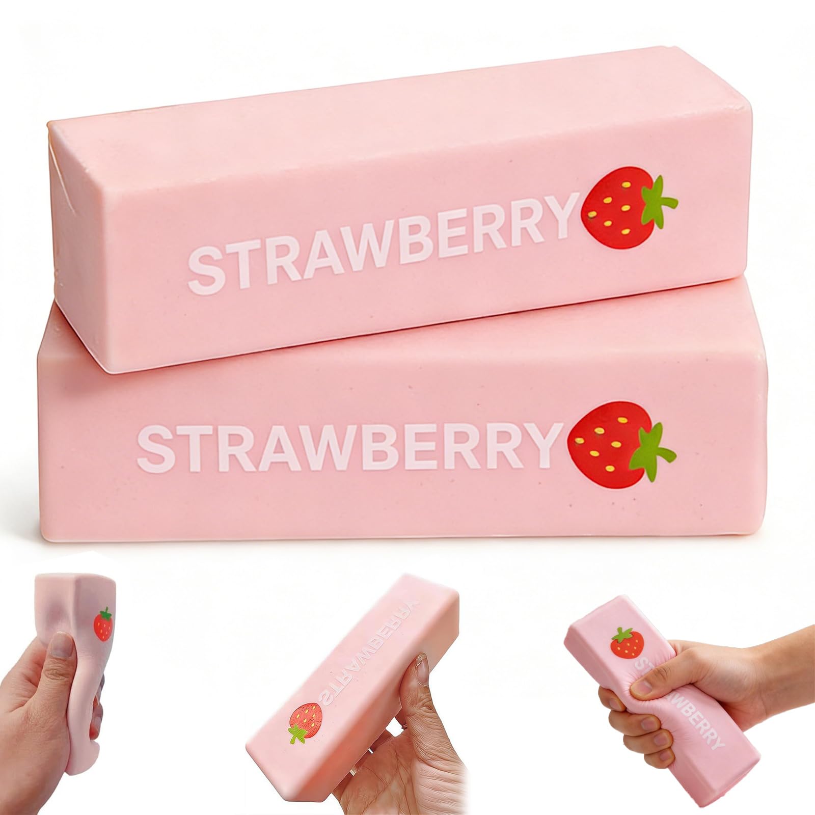 Butter Squishy Toy, Slow Rising Fidget Toy, Soft PU Strawberry Butter Stick Squishy for Anxiety Relief, Squeeze Toy for Kids and Adults for Office and Home â image 1