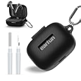 AGENTNANO for EarFun Air Pro 4 Case Cover with Cleaner Kit, Soft Silicone Protective Scratch Resistant Logo Visible Design Cover Compatible with EarFun Air Pro 4 Charging Case with Carabiner-Black