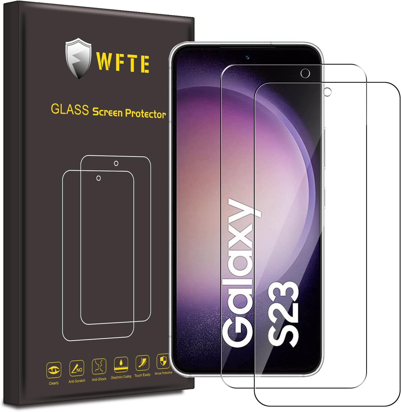 [2-Pack Screen Protector for Samsung Galaxy S23 5G,S22 5G,Anti-Scratch,High Transparency,Bubble-Free,Dust-Free Premium Screen Protector Tempered Glass For Samsung Galaxy S23/S22