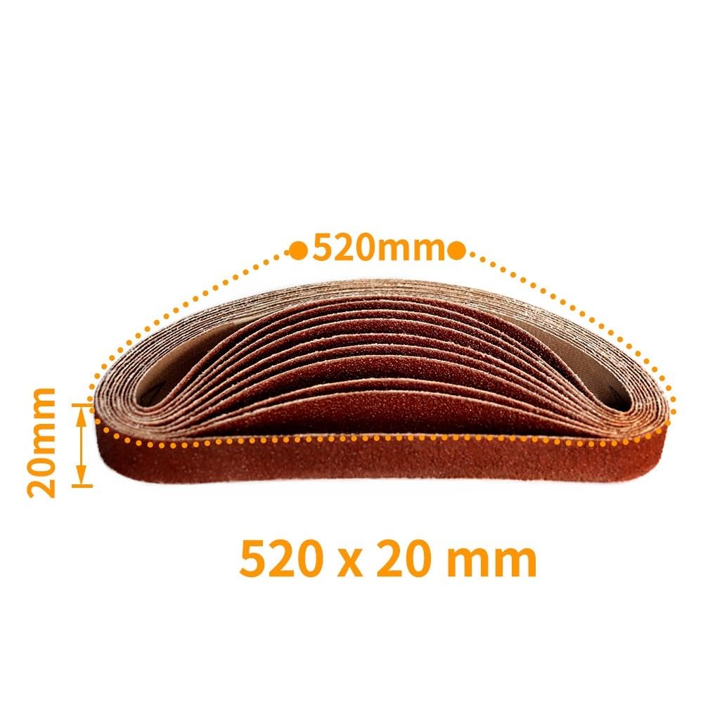 Szlifierka taśmowa, 10 szt. Taśmy szlifierskie 520x20mm szlifierka taśmowa P40-1000 Grit pasy ścierne do szlifierki taśmowej zgrzewanie szlifowanie punktowe(10PCS 150 Grit)