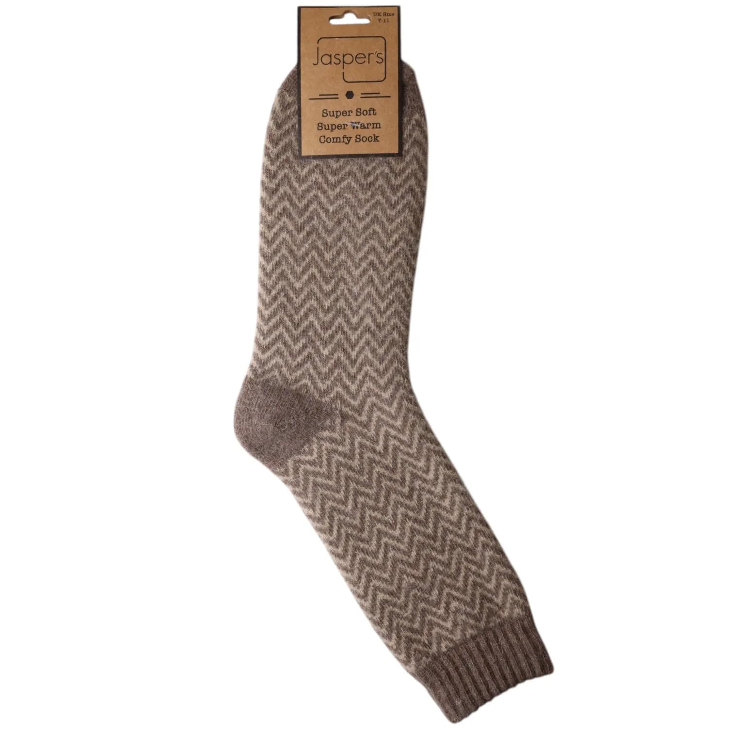 Jess & Lou Men's Socks - Cappuccino Herringbone Cosy