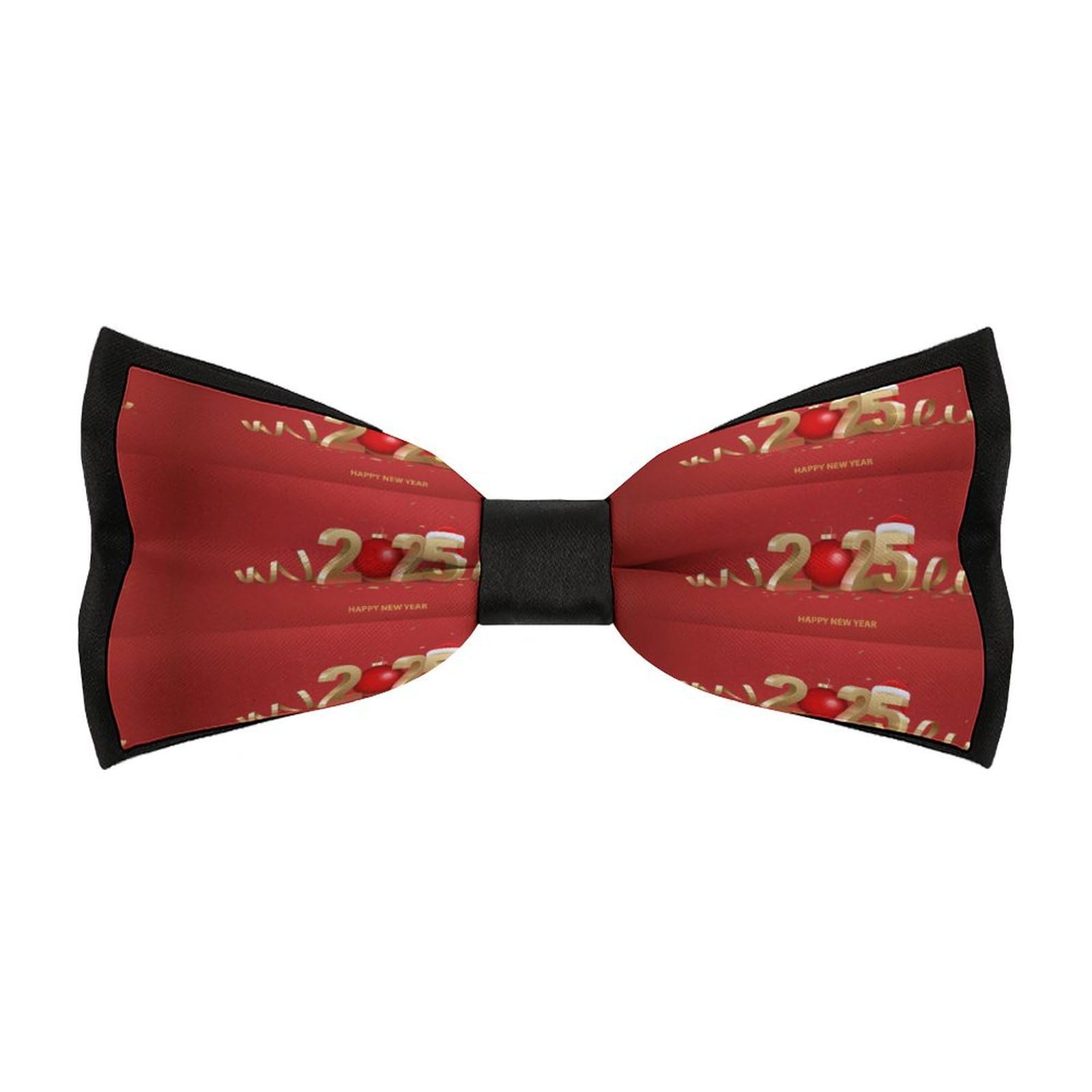 JYYAU Happy New Year 2025 Bow Tie Adjustable Necktie For Men Business Fashion Pre-tied Tie Neckwear Novelty Accessory For Weddings Party Festival
