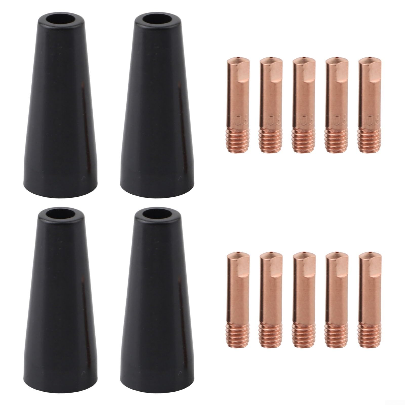 Punte per ugelli per saldatura MIG, design senza gas, compatibili con 14AK e 15AK, 4 ugelli con 10 punte in rame