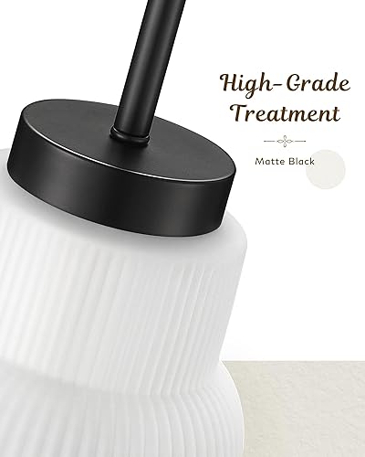 Miniatura 3 de FEMILA Lámpara colgante negra de 6.7 pulgadas, iluminación colgante para isla de cocina, lámparas vintage de vidrio de leche para dormitorio, hotel,