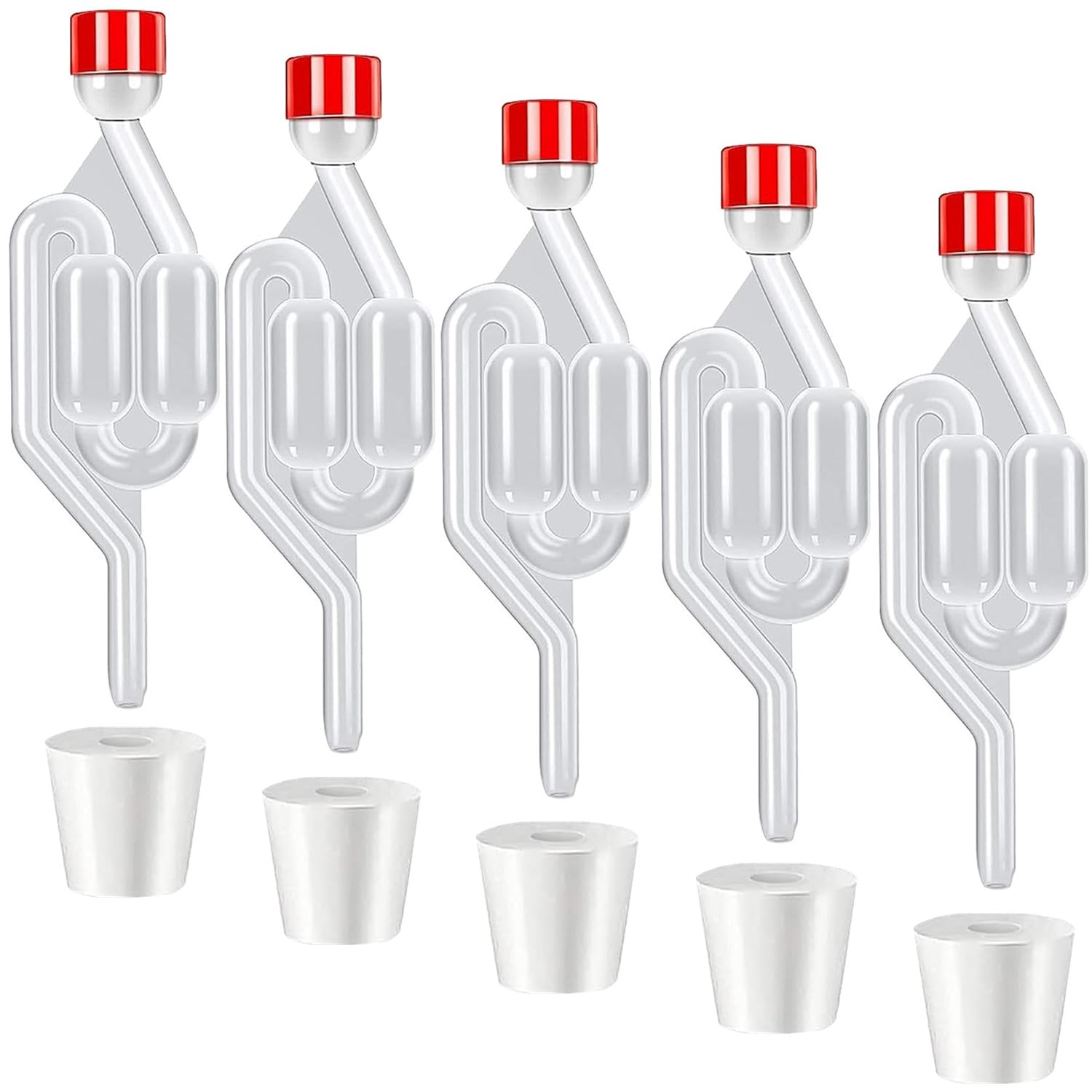 Gorgogliatore Fermentazione Plastica,Gorgogliatore HASLED con Tappi in Gomma,Airlock di Fermentazione la Produzione di Birra,Vino,Sottaceti (plastica)
