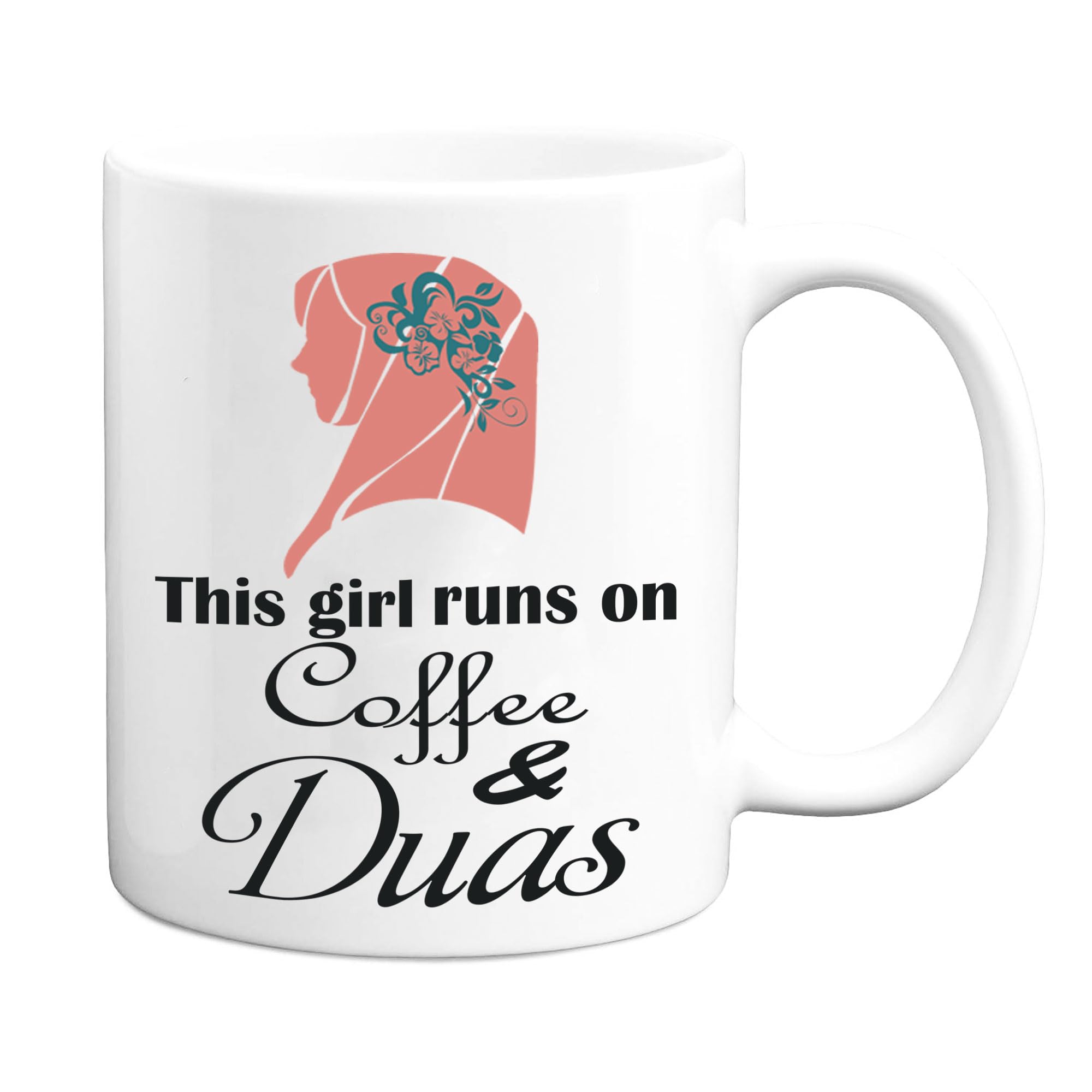 JR Decal This Girl Runs on Coffee and Duas Islamic Mug – Muslim Women Gift Coffee Cup for Eid, Ramadan & Daily Motivation Gifts for Her — image 1
