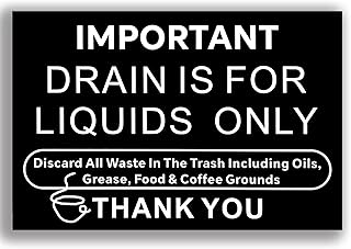 Drain Liquids Only Safety Sign 4"x6" Vrbo and Short Term Rental Signs Airbnb Essentials for Hosts (Black)