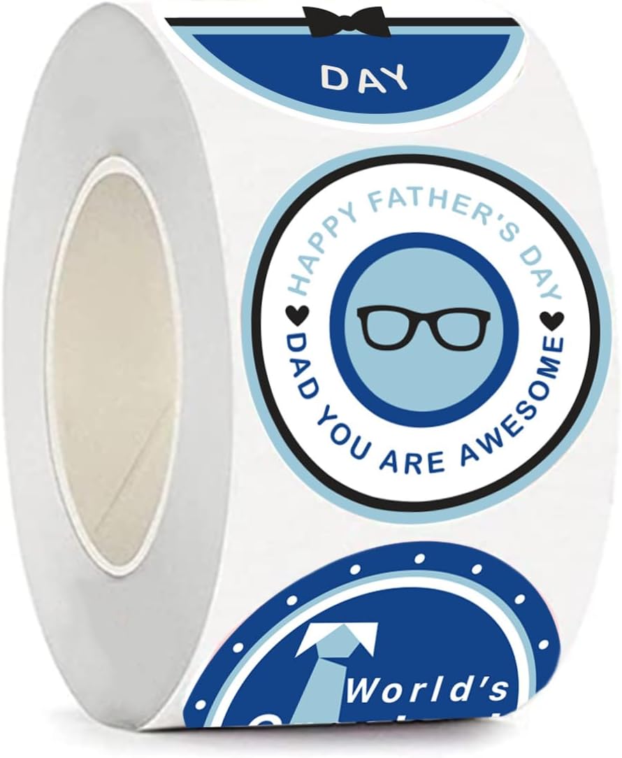 Starboling Father's Day Stickers,1.5 inch 48  Pcs Happy Father's Day Gift Labels Stickers,for Envelope Seal Cards Boxes Gift Wrap Fathers Day Party Favors Decorations Blue 1.5''