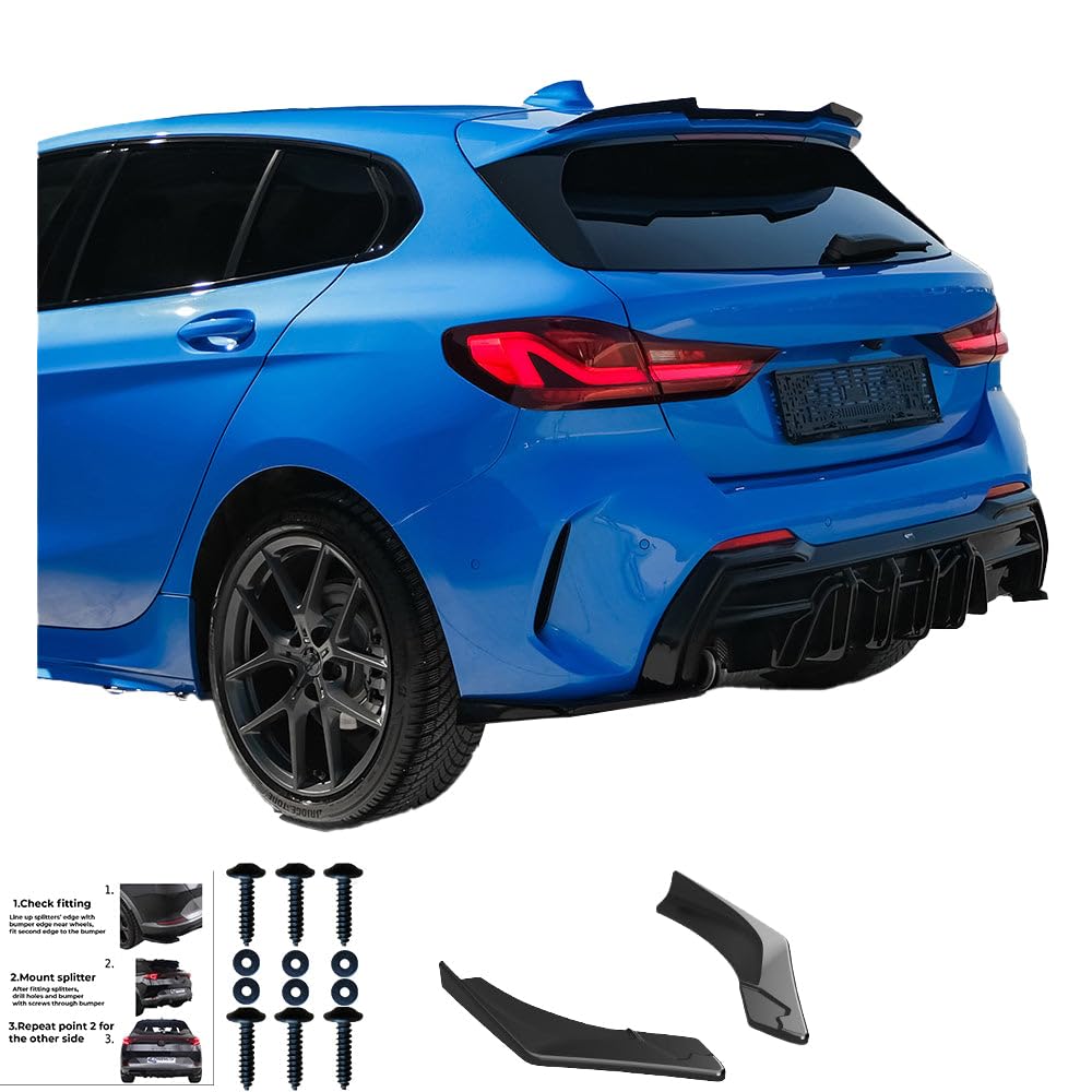 Diffusori Laterali Posteriori Oneway compatibili con BMW Serie 1 F40 M-Pack/M135i 2019- Nero lucido