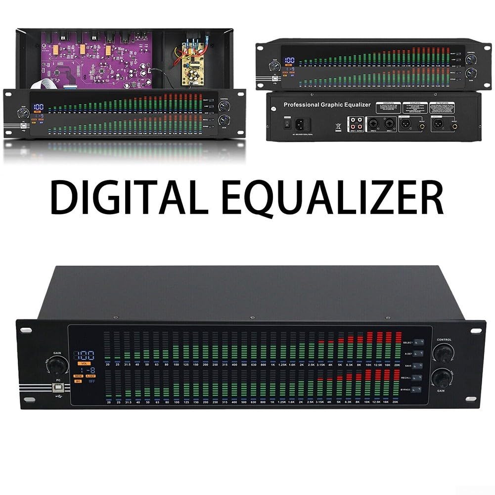 Equalizzatore audio professionale a 31 bande, equalizzatore grafico stereo con analizzatore di spettro, decoder digitale ottico/coassiale, riduzione del rumore di grado studio, per casa
