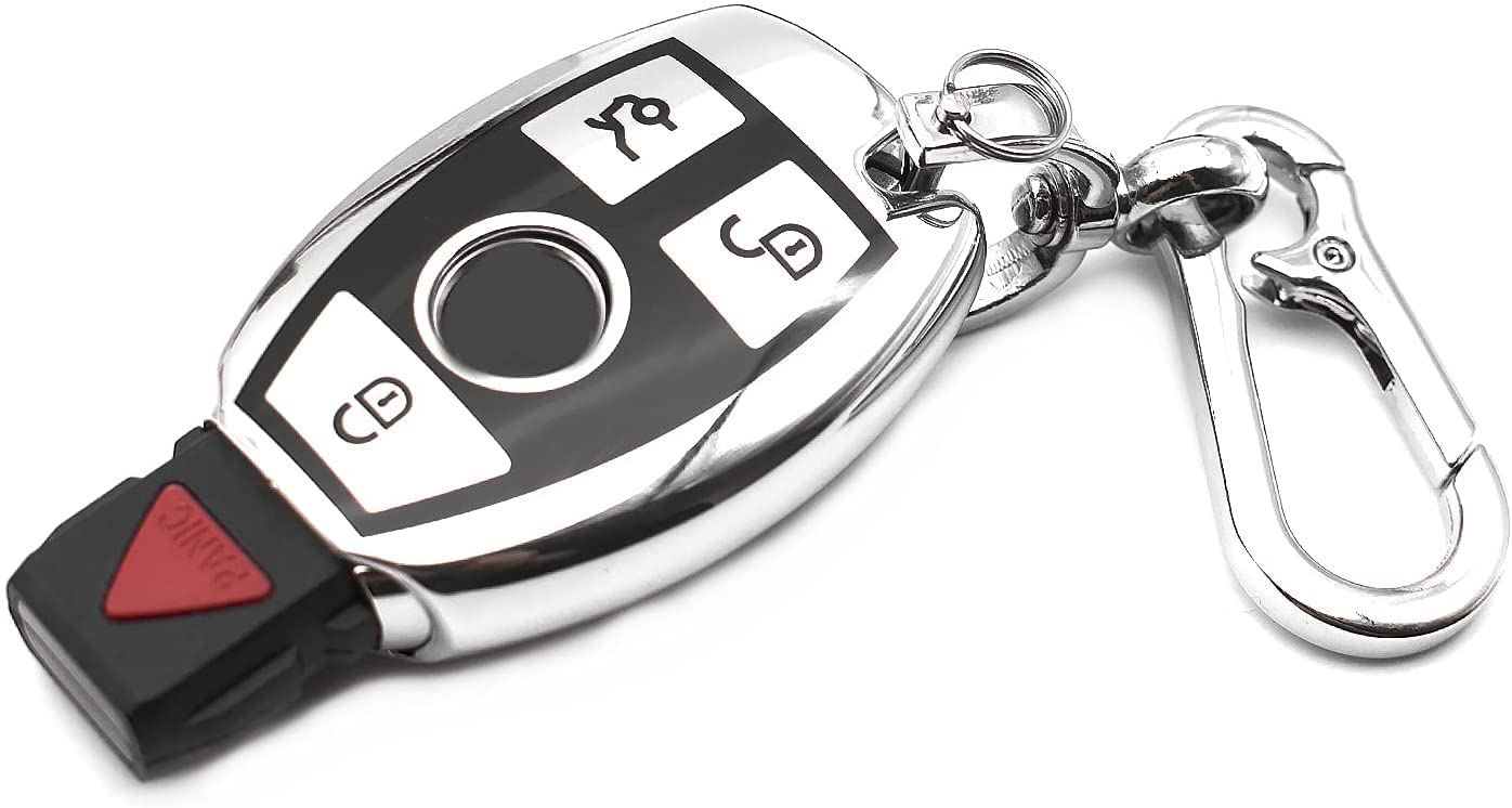WazirianUAE for Mercedes Benz Key Fob Cover, Premium Soft TPU Key Case Cover Compatible with Mercedes Benz C E S M CLS CLK G Class Keyless Smart Accessories