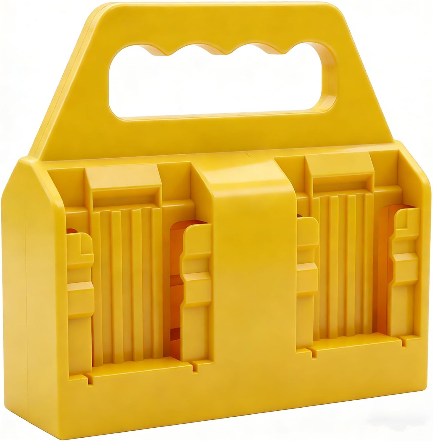 4-Slot Battery Holder Compatible for DeWalt 20V 60V Batteries,Heavy Duty ABS Carrying Case Organizer with Handle, Portable Storage for 2.0Ah-10.0Ah Batteries (Battery Not Included)
