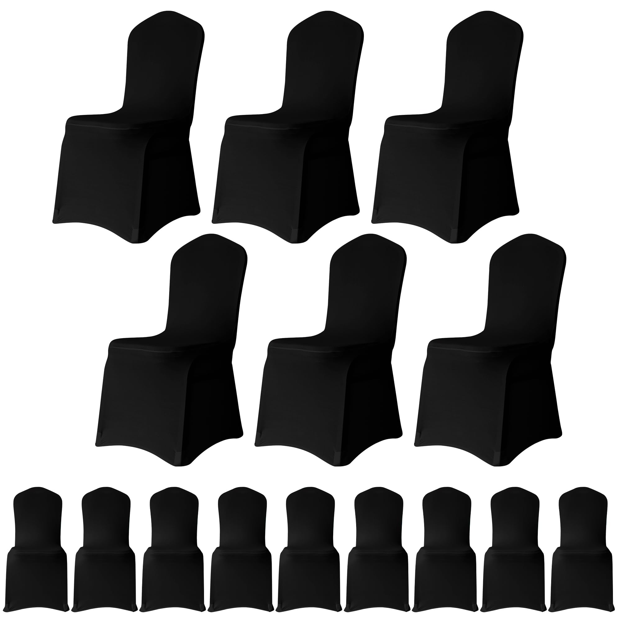 WedDecor Black Spandex Wedding Chair Covers 140GSM Premium Quality Stretchable Fabric Slipcovers for Dining Party, Banquet Decoration, Anniversary, Conferences, Events, 25pcs