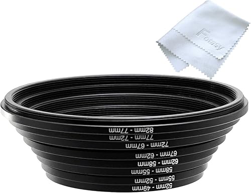 Fotasy Juego de anillos reductores de filtro, metal anodizado negro, 8 anillos adaptadores de lente reductores, 3.228-3.031 in 3.031-2.835 in