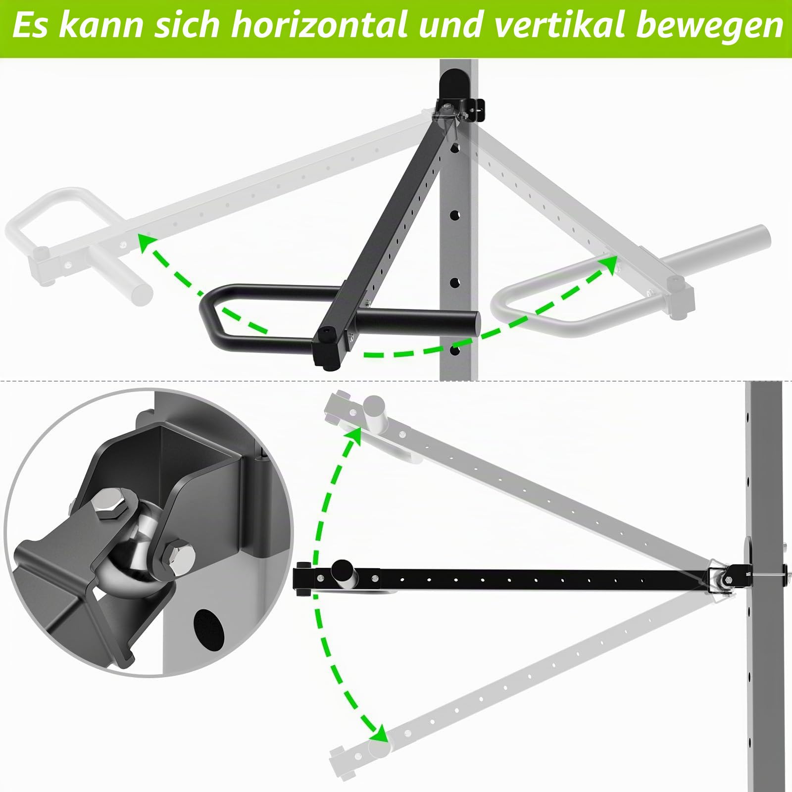 SELEWARE Multi Grip Dip-Stangenaufsatz für 3 x 3 Zoll mit 5/8 Zoll Loch Power Rack, breite und schmale Griffe Squat Rack-Aufsatz für Krafttraining, 500 lbs Kapazität