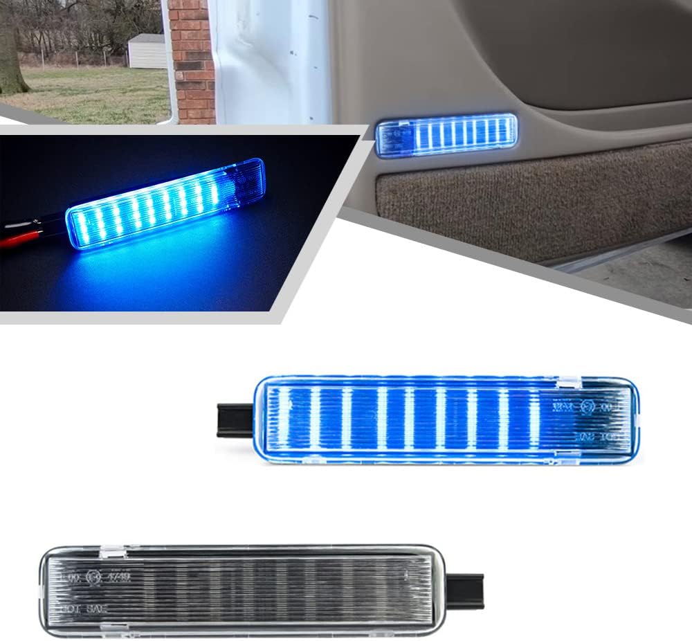 2Pcs LED Courtesy Door Lights for Hummer H2 SUT SUV for Ca'dillac Escalade for Chevy Silverado GMC Sierra Powered by High Power SMD Blue LED Error Free
