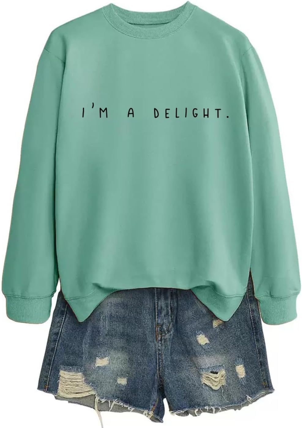 I'M A Delight Sweatshirt Women Funny Saying Letter Print Crewneck Pullover Humor Sarcastic Sayings Long Sleeve Tops - Image 4