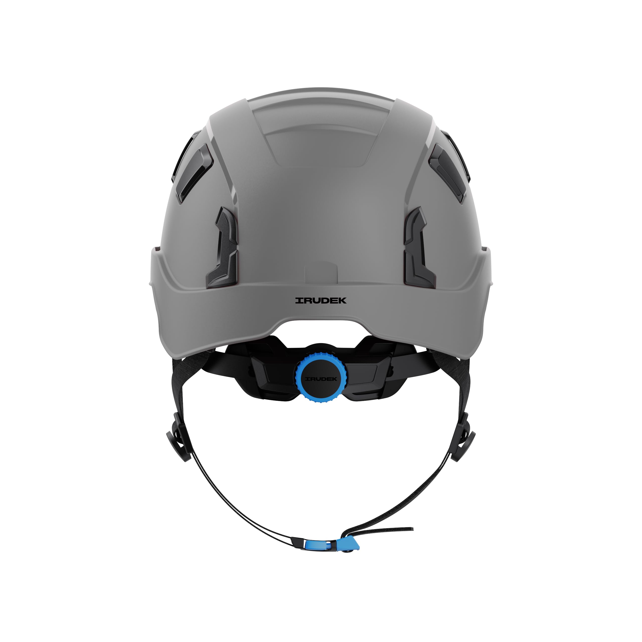 Irudek OREKA II Vent Gris – Casco ventilado para Trabajos en Altura, ABS Ultraligero, barboquejo Ajustable, Ranuras universales 30 mm, Chip NFC Integrado, Certificado EN 397 y EN 12492