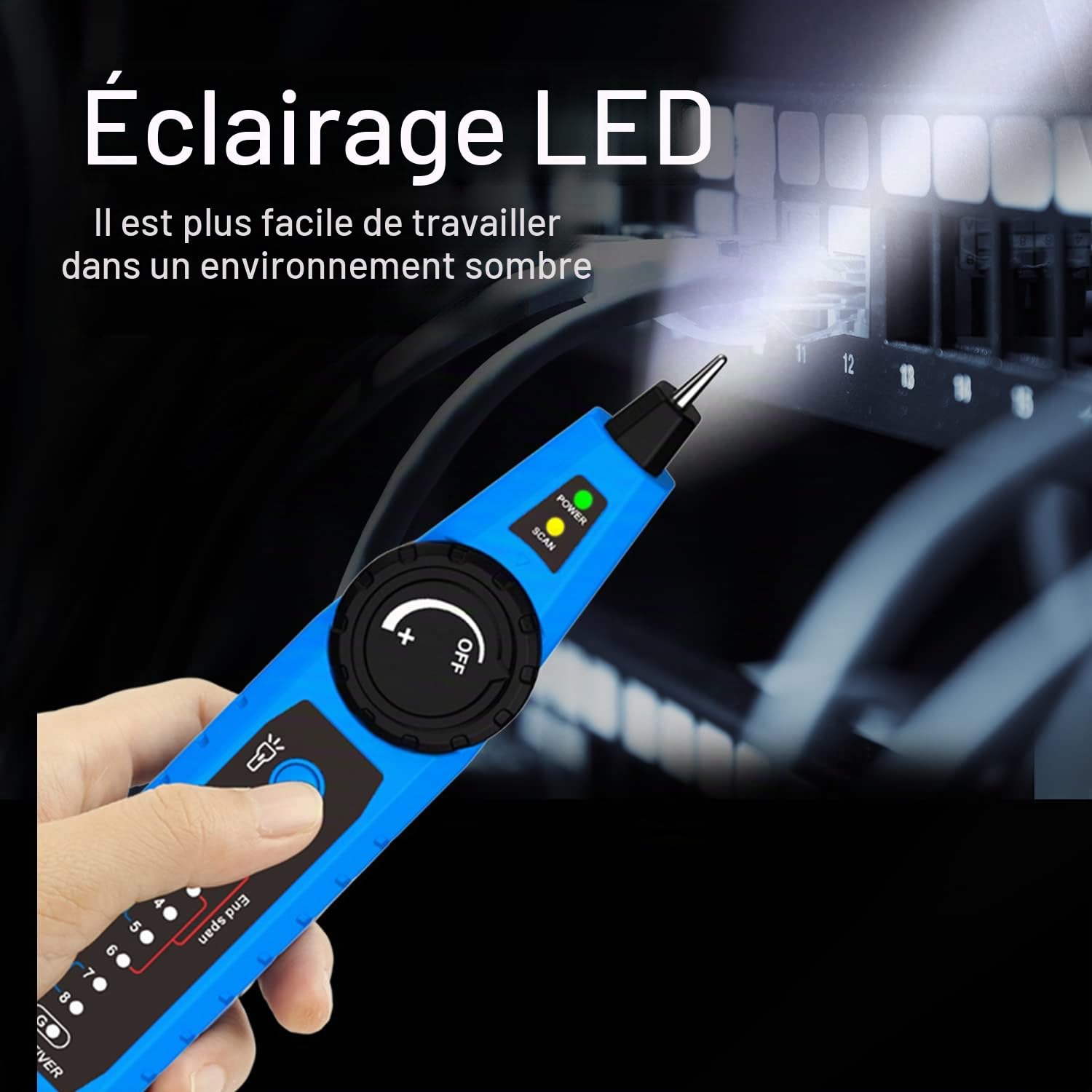 Noyafa Testeur de réseau multifonction NF-810, traqueur de fil réseau Ethernet LAN avec testeur de ligne téléphonique, balayage de ligne réseau, balayage de câble d'alimentation et fonctions de test