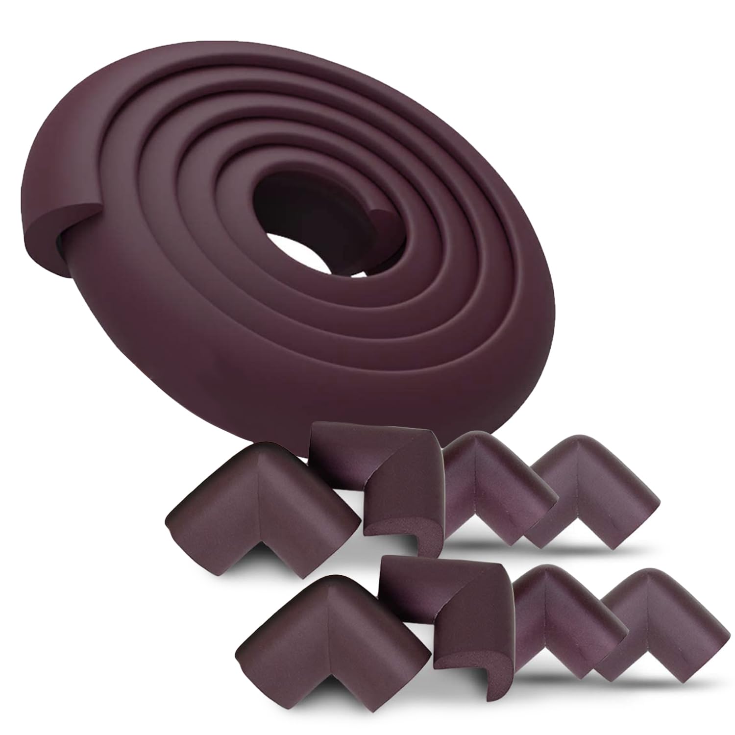 BabyPro Baby proofing Edge and Corner Combo (12mm, Pack of 9) by Certified Professional Childproofer of 2 Meters of Edge Guard & 8 Corner Protectors Covering, Furniture Corners (Brown)