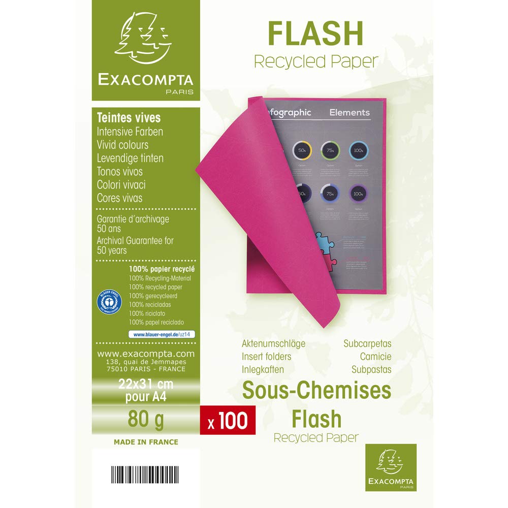 Exacompta Flash 80 - Paquete de 100 subcarpetas, 22 x 31 cm, color lila