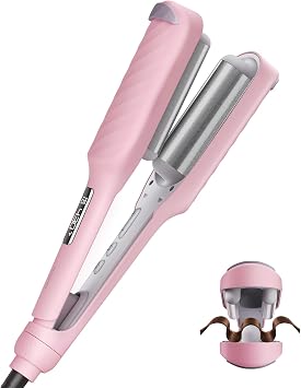 BABONIR Hair Crimper with 3 Barrels, Curling Iron for Beach Waves | 100-240V Hair Waver 500M Negative Ions, Hair Curler for Deep Waves, 13 Heat Levels & 7 Timers, 30s Fast Heating, 1 Inch