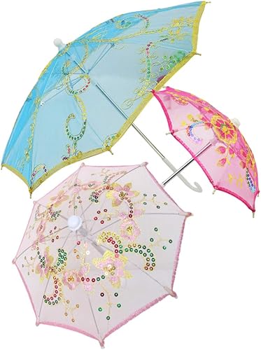Miniatura 9 de STOBOK 3 piezas de paraguas para niños, de encaje, lindo pequeño bordado paraguas decorativo accesorios pequeños para niños, estudiantes, niñas