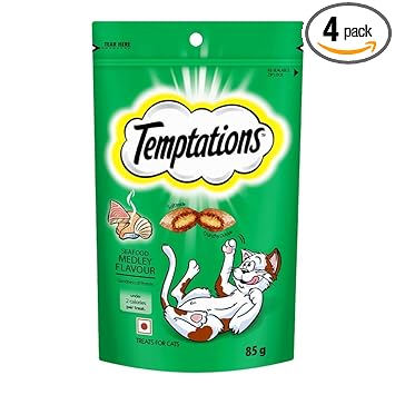 Temptations Cat Treat Seafood Medley Flavour, 85 g -Pack of 4