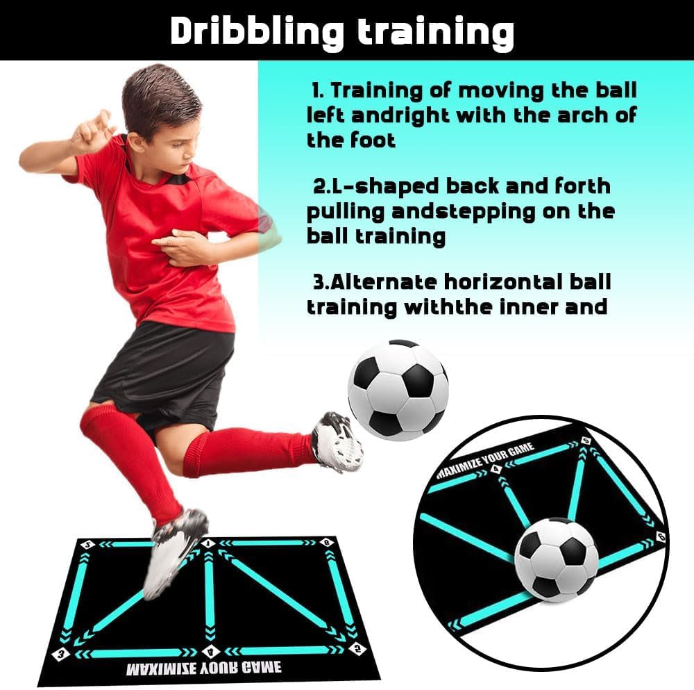 Tapis d'entraînement de football antidérapant bleu - Accessoires de dribble