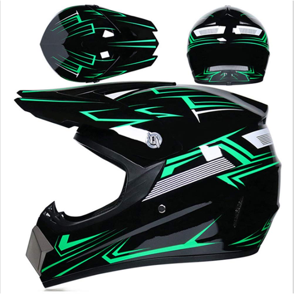 Casco de Motocross, Casco Profesional de Motocross Motocross Dirt Bike Off Road Conjunto de Cascos de Moto Casco Integral con Gafas Guantes Cubierta Facial, Casco de Motocicleta