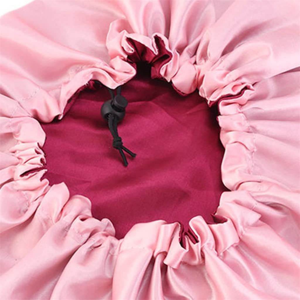 HODAGES Schlafmützen Doppelseitige Schlafmütze Haarkappe Polyester Verstellbare Nachthaube Badehüte Badezimmer Zuhause Mädchen schlafen (Color : A, Size : One Size) (C One Size)