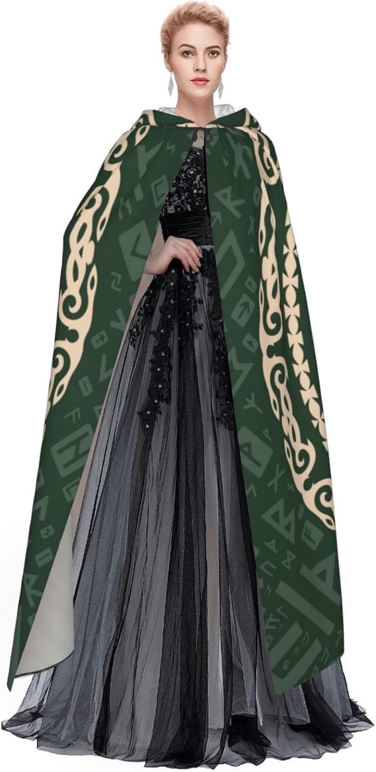 Celtic Viking Tree Life Goddess Hooded Robe Cloak For Adult Men Women Cosplay Costumes - Image 3
