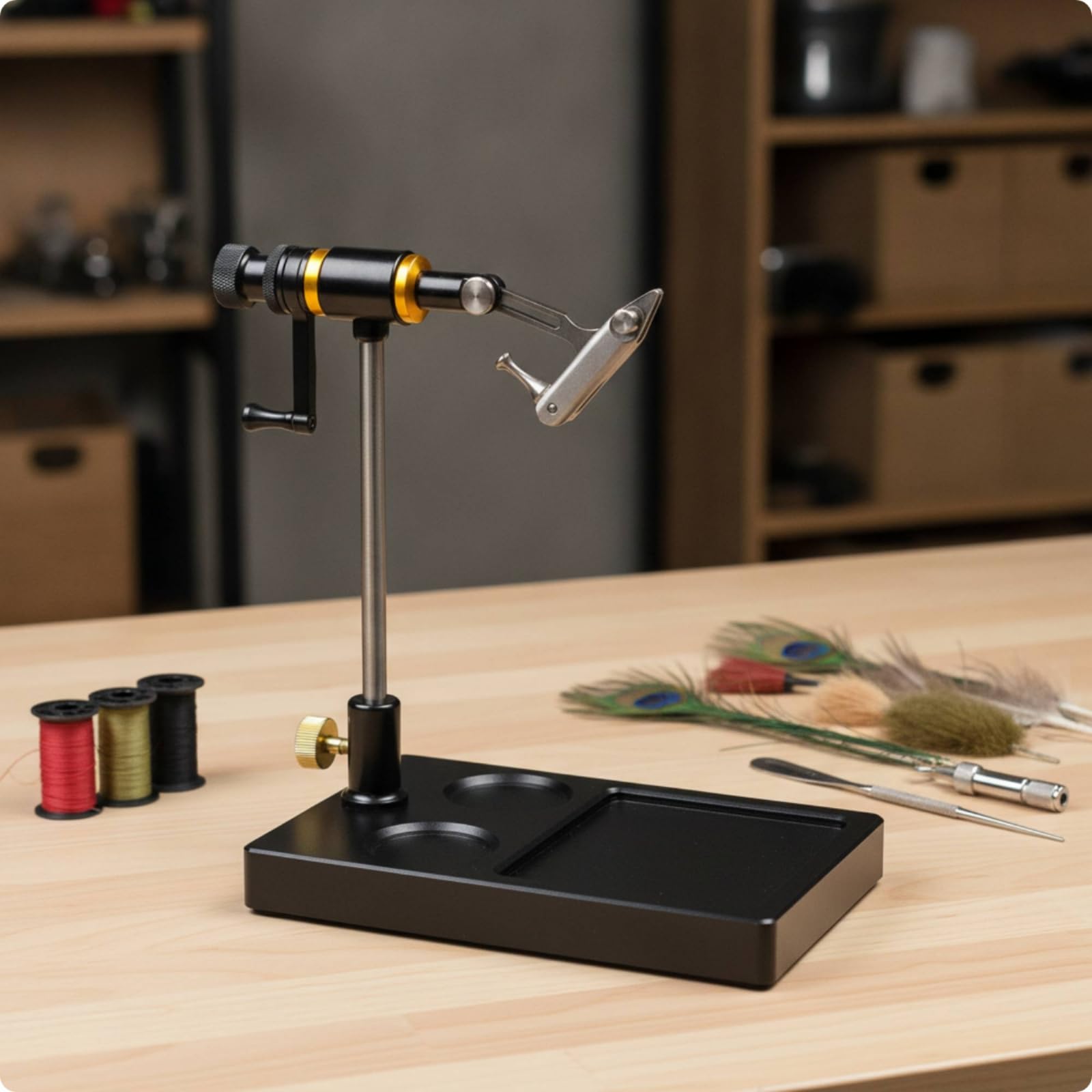 rockible Morsa da Costruzione Morsa Vise da Mosca, Argento, Morsa Da Tavolo Per Legare Ami Da Pesca A Mosca, Argento Con Righello Graduato