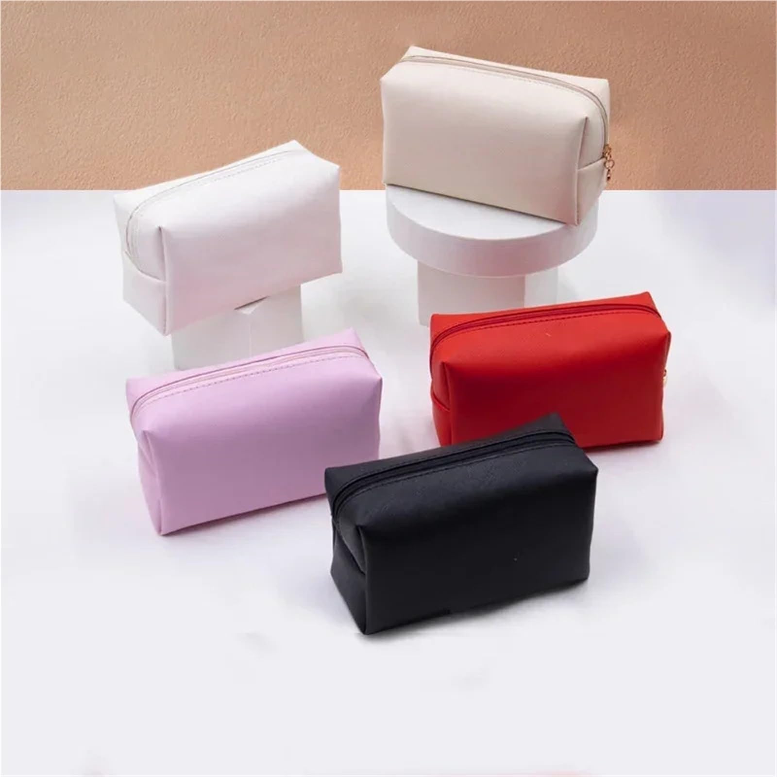 Kosmetyczki Kosmetyczka dla dziewcząt na makijaż Skórzana torba do makijażu Organizer kosmetyki Torebka damska Podróżna kosmetyczka przechowywania kosmetyków(White)