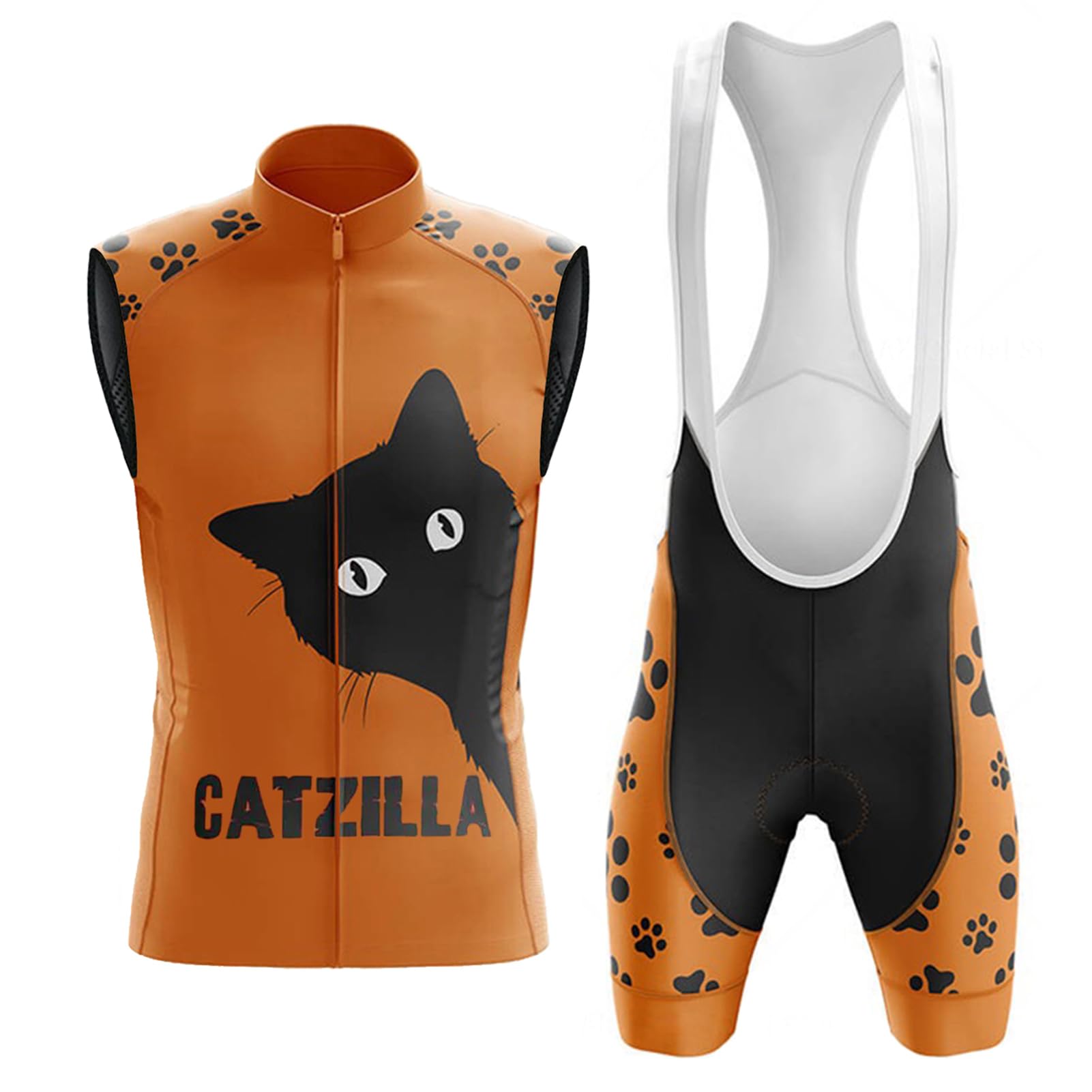 Maillot Cyclisme Homme Été,Vêtements de Velo VTT Tenue Cycliste sans Manches MTB Gilet et Cuissard à Bretelle avec 19D Coussin Gel,Ensemble Combinaisons de Cycling Sleeveless Respirant Séchage Rapide