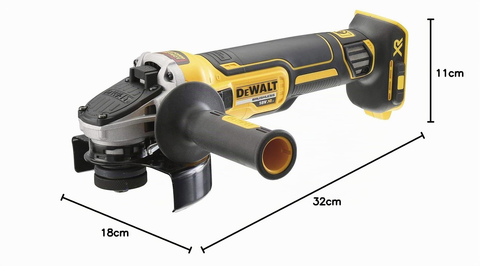 DEWALT - Meuleuse XR 18 V - 125 mm brushless - 9000 trs/min - arrêt du disque en moins de 2 secondes - DCG405NT-XJ