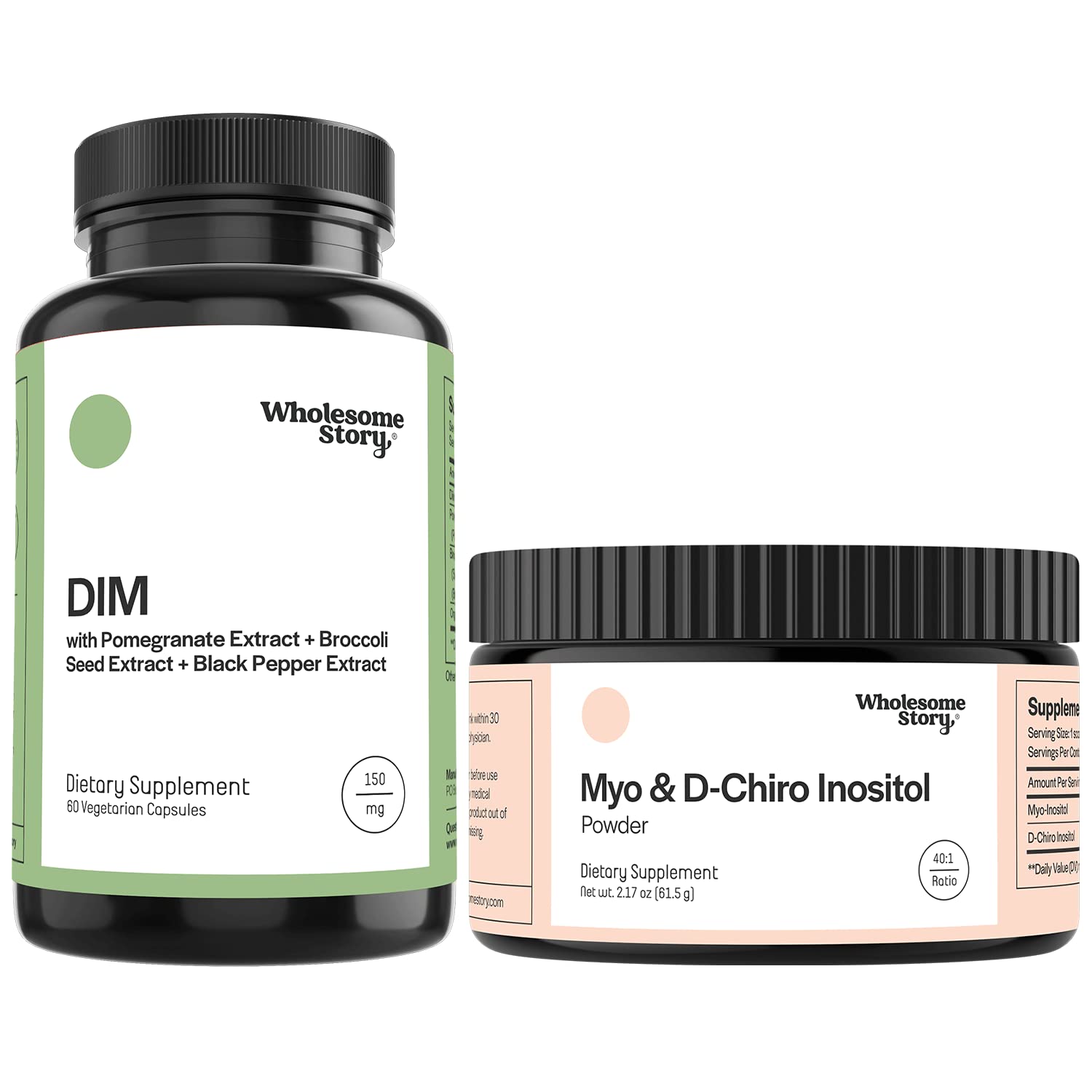 DIM + Myo & D Chiro Inositol | DIM Supplement with Pomegranate + Myo & D-Chiro Inositol Powder Bundle | Hormonal Balance & Healthy Ovarian Function Support | Cell and Tissue Health | 60 & 30 Days