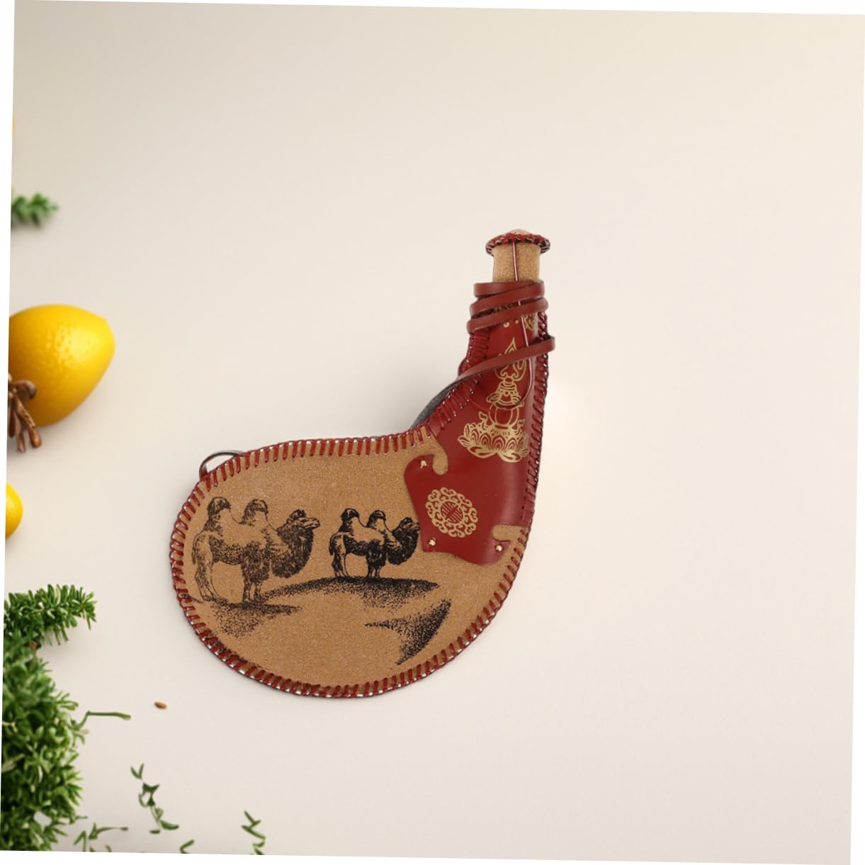 LABRIMP Antike Wassersack Tasche aus Pu Leder 2 Stück für Reise und Wandern | Traditionelle Bota Tasche, Leicht zu Reinigen und Tragbar, Historisch Inspiriertes Design