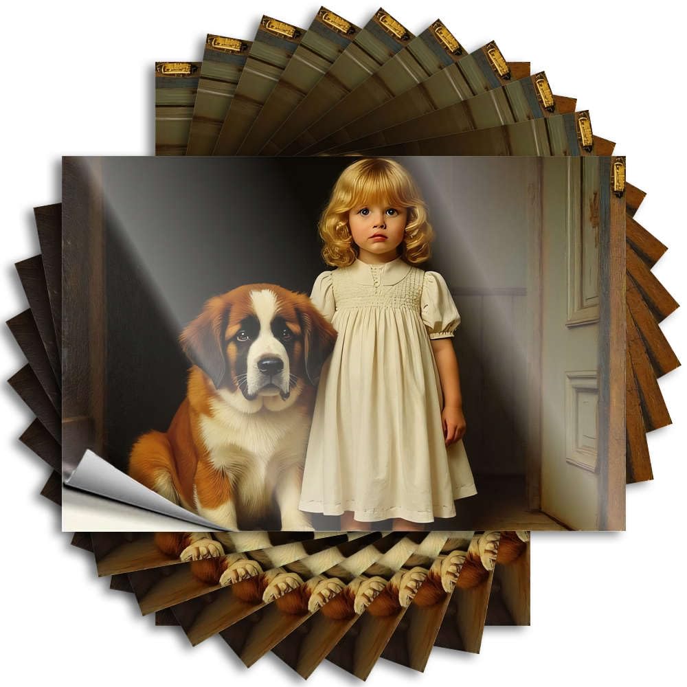 Funny Sticker Encouraging Teenage Bumper A Young Girl in A White Dress Stands Beside A Large Dog - No Residue Decals for Military(8X12CM)