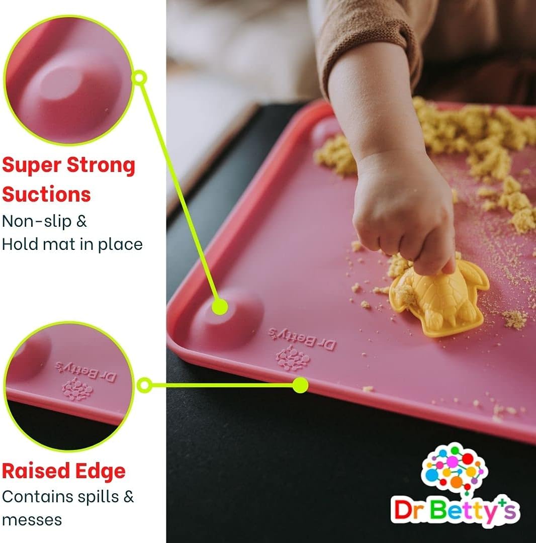 Generic Dr. Betty’s - Educational Learning Silicone Placemat / Play Mat with Super Suction and Raised Edges for Babies + Toddlers + Kids | Non-Slip, Dishwasher Safe, Food Grade (Colors, Gray)