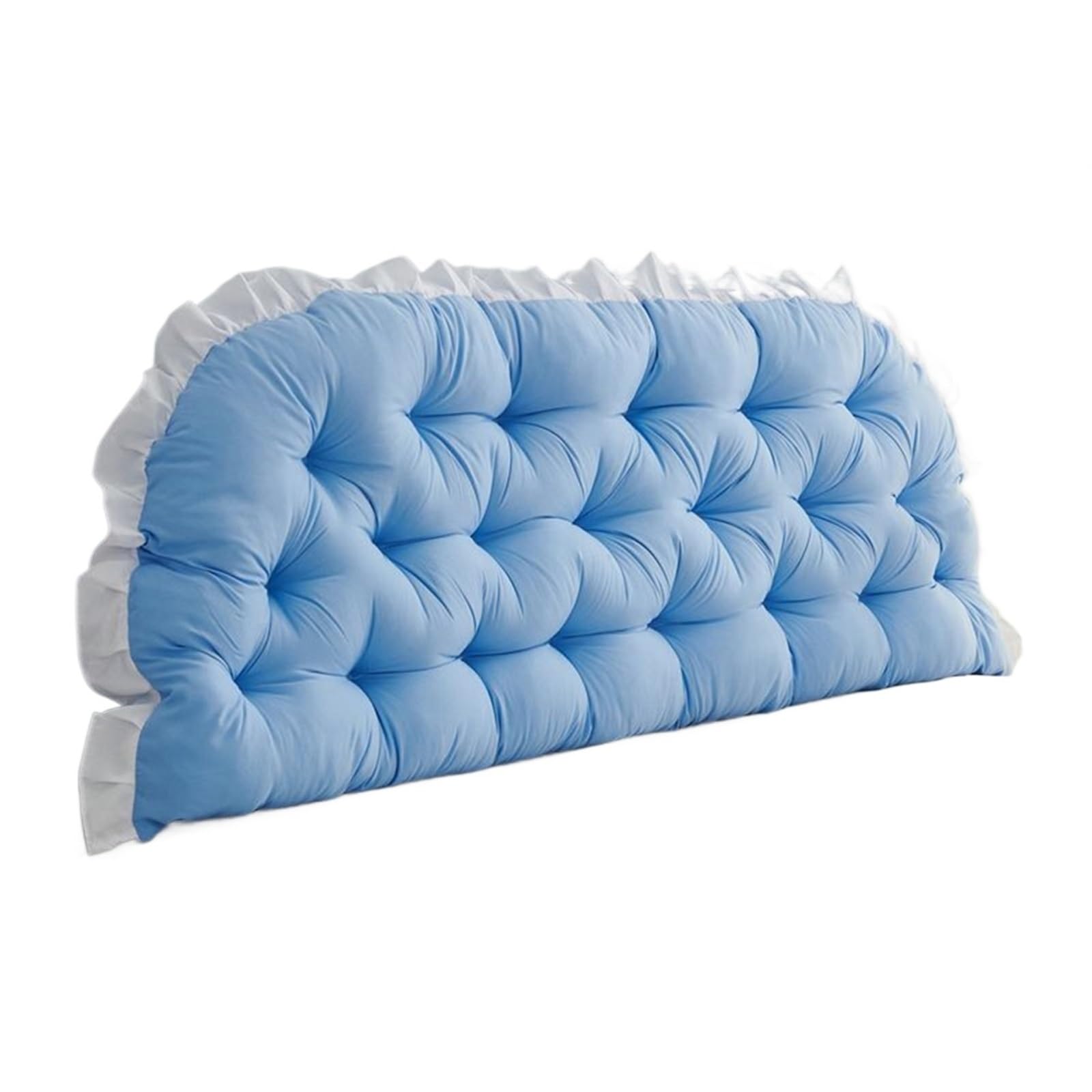 LPATEBCVU Ruffle Bed Backrest Student Dormitory Tatami Plush Cushion Soft Lace Headboard Neck Stuffed Pillow Body Bedside Back Bed Large Backrest(Blue,120X50CM)