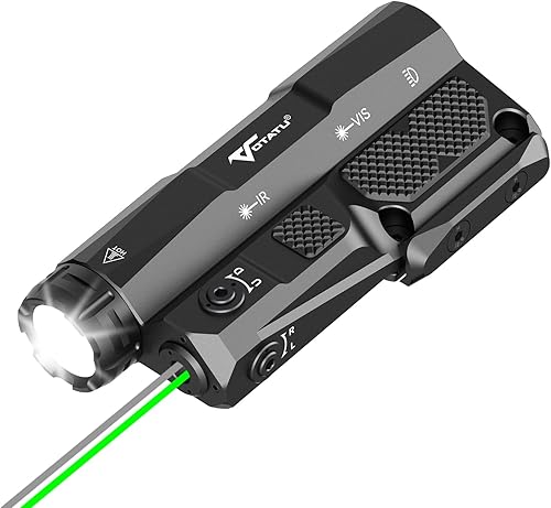 VOTATU MDL-IG - Linterna táctica láser de 3000 lúmenes para rifle, láser verde/luz/infrarrojos, interruptor de almohadilla de presión integrado,