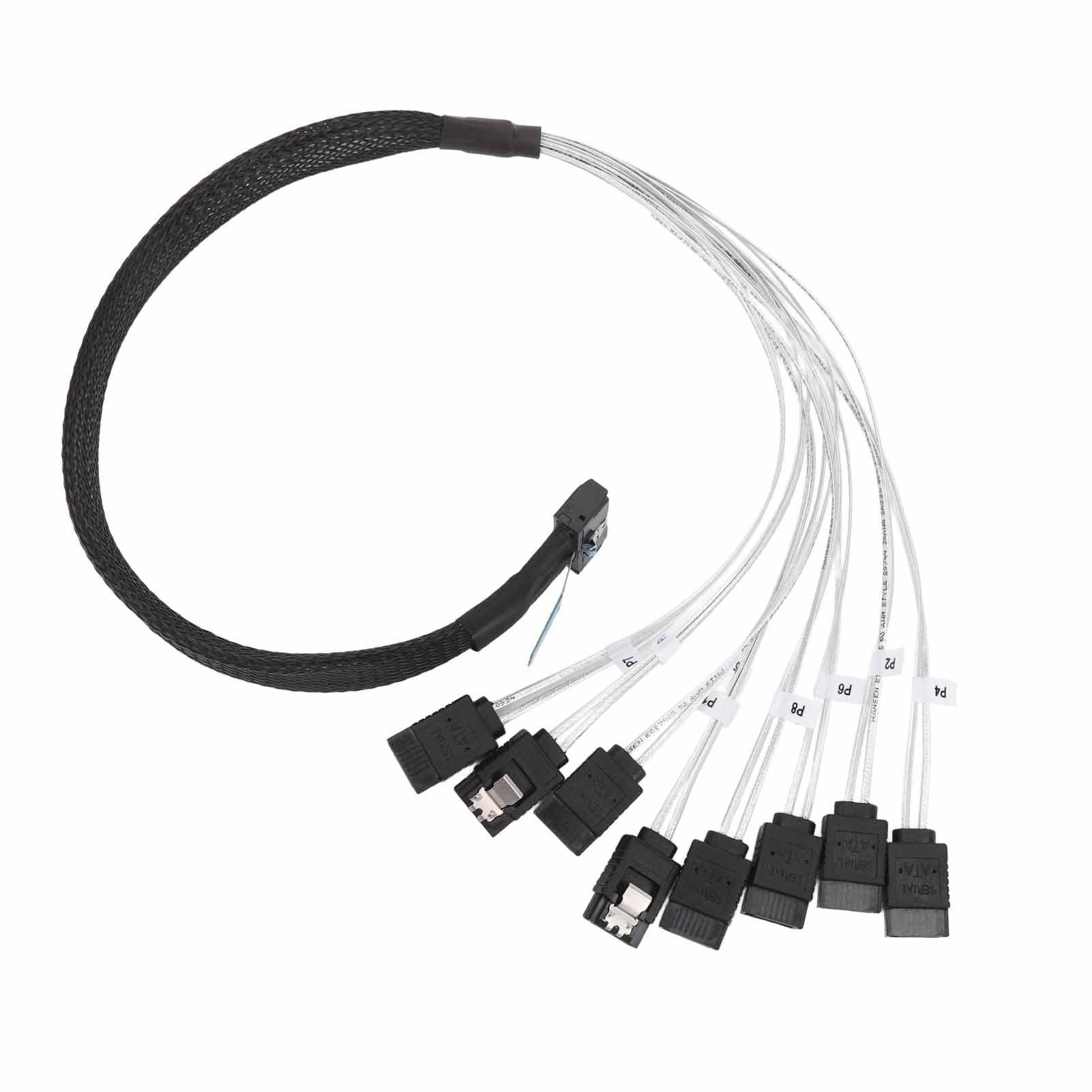 Keenso Cavo di Trasmissione Dati Ad Alta velocità MCIO da 8i a 8xSATA3.0 per Data Center, Cavo OFC PCIE 5.0 Placcato Argento per Connessione Al Server
