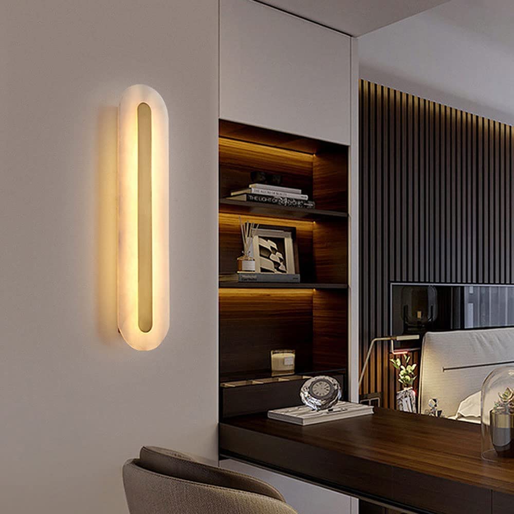 Applique da Parete in Marmo Moderne Lineari in Ottone Dorato con LED Dimmerabili Ideali per Camera da Letto Soggiorno Corridoio E Ingresso