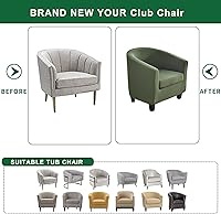 Vista 5 de Funda para silla de club, 2 piezas, color sólido, suave, elástica, redonda, para silla, protector de muebles para sala de estar, hotel, mostrador