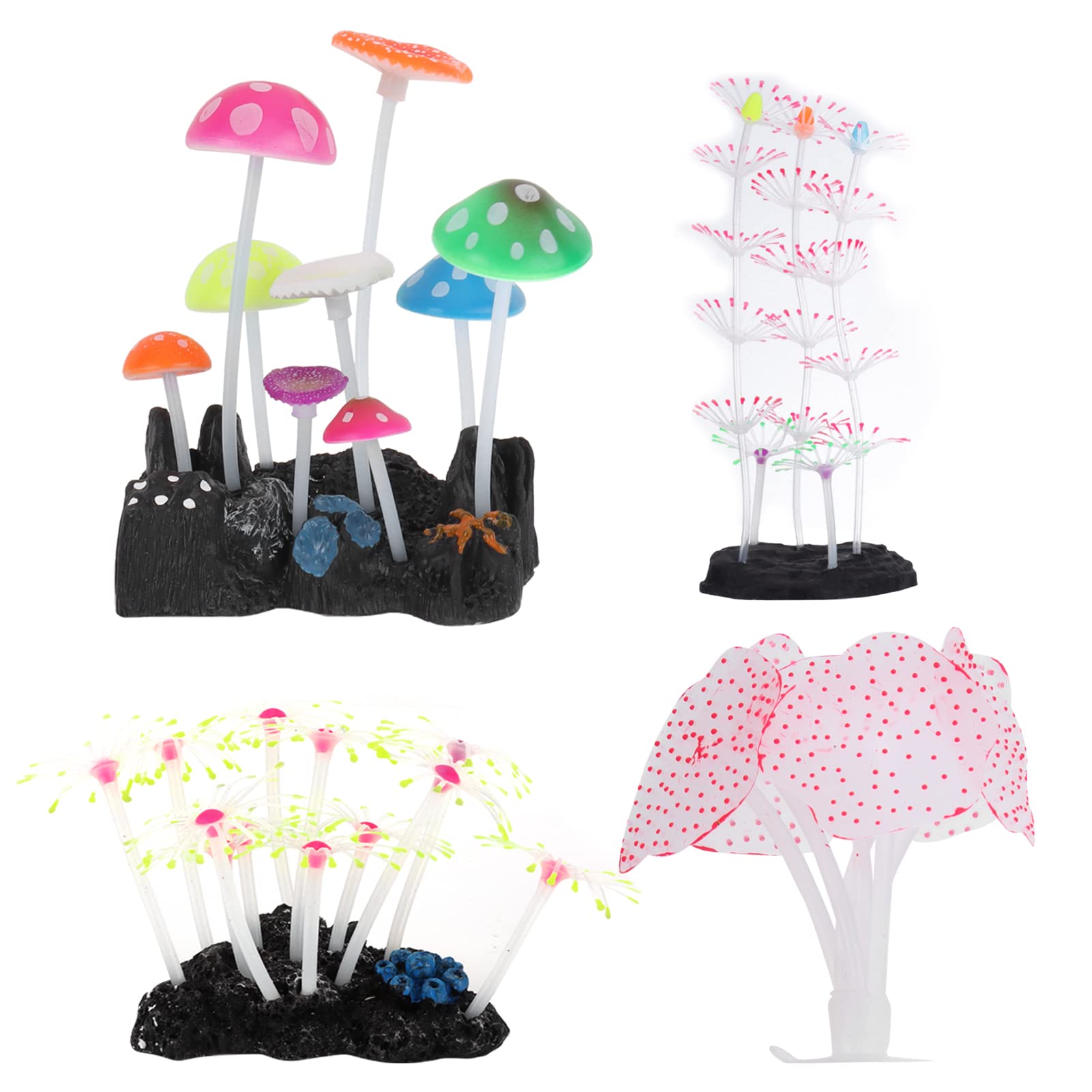 Kketeopt Glowing Silicone Decoration Set for Luminous Aquarium Ornaments