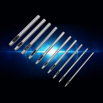 Professional Steel Hollow Punch Set, 10-Piece Leather Hole Puncher Tool Kit for Watch Bands Belts Jackets DIY Crafting