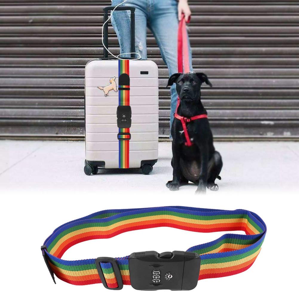 Generic Heavy Duty Luggage Cross Straps Belt for Secure Baggage Closure Bright Colorful Unique Texture for Traveler (Colorful ribbon)