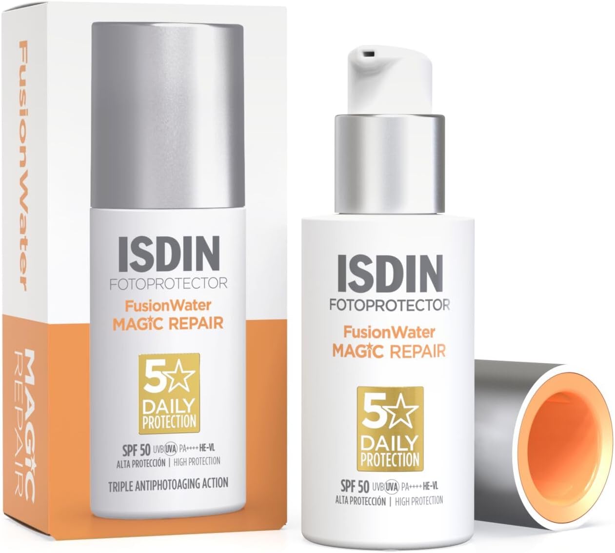 Fusion Water MAGIC Repair SPF 50 - Anti-Ageing Facial Sunscreen - Triple Action: Protects, Repairs DNA & Reverses Wrinkles - Oil-Free, Anti-Pollution, 50ml